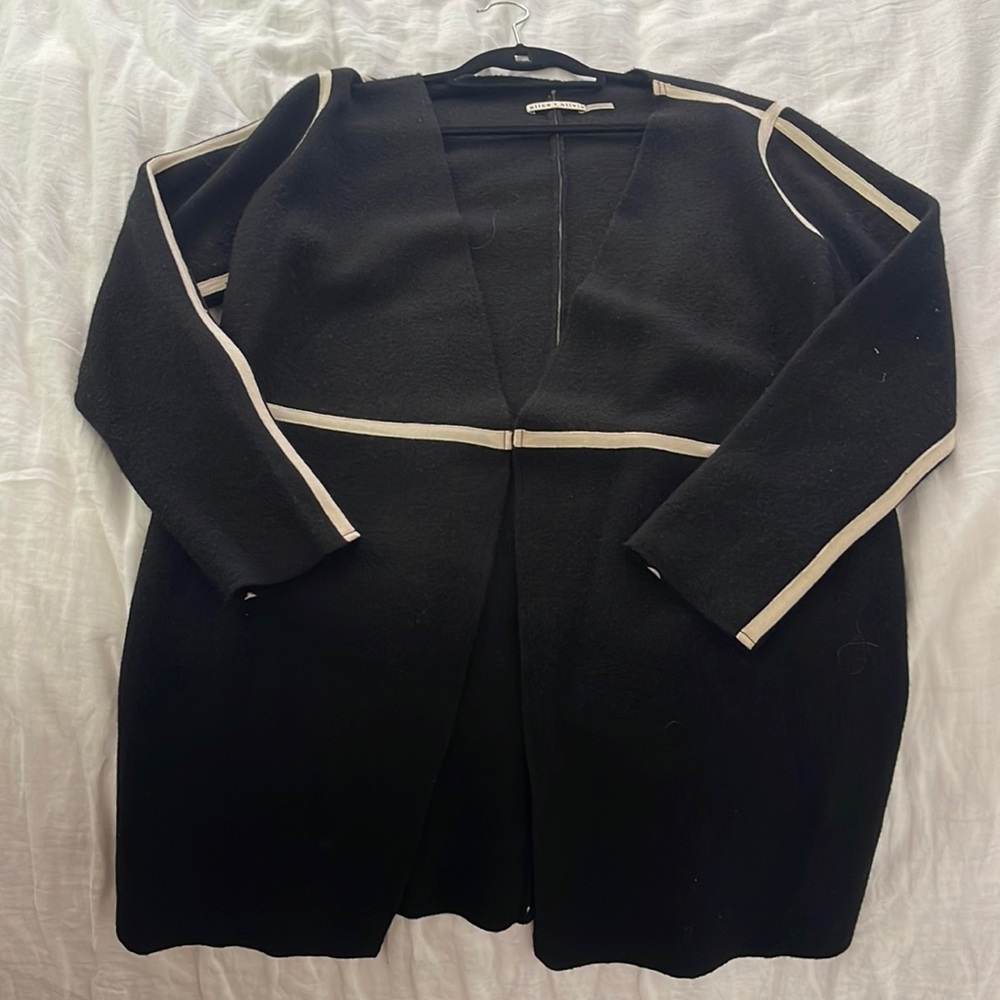 Alice and Olivia black long sleeve 100% wool sweater cardigan